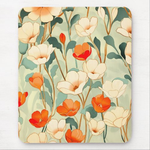 Vintage Poppy Blossom Mouse Pad