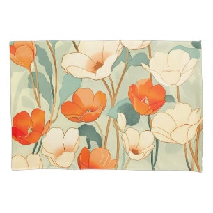 Vintage Poppy Blossom Pillow Case