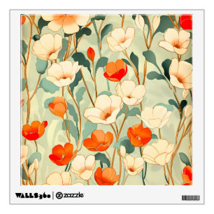Vintage Poppy Blossom Wall Decal