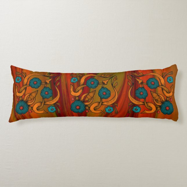 Vintage Poppy Body Pillow (Front)