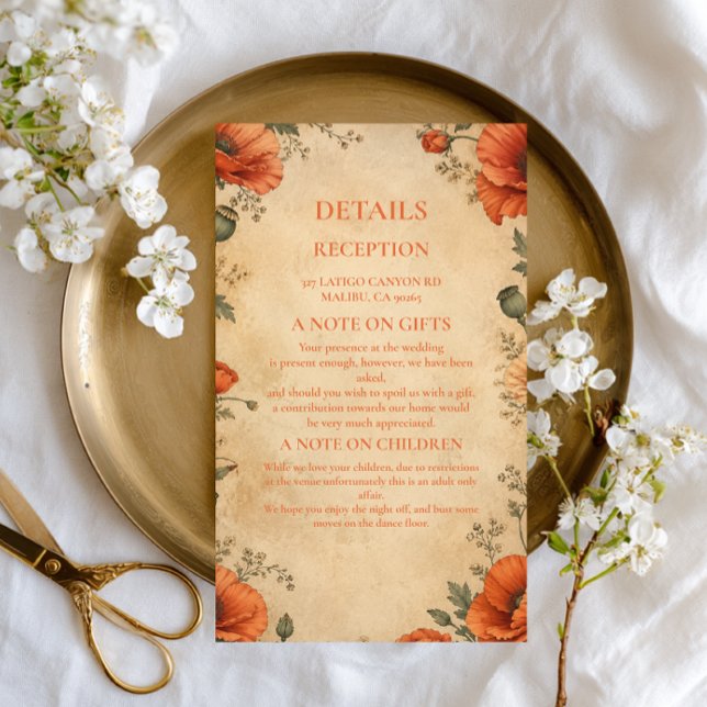 Vintage Poppy Botanical Enclosure Card (Creator Uploaded)
