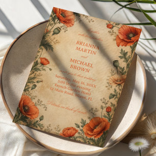 Vintage Poppy Botanical Invitation