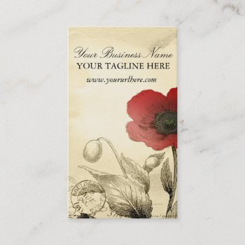 Vintage Poppy Business Cards - Ephemera Floral by purveyorofgeekery at Zazzle