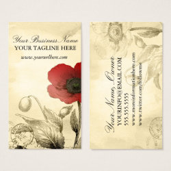 Vintage Poppy Business Cards - Ephemera Floral