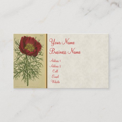 Customizable Vintage Poppy Business/Profile Card Business Cards