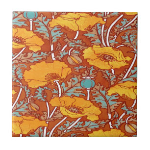 Vintage Poppy Ceramic Tile