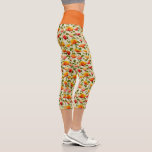 Vintage Poppy Flower Pattern Orange Yoga Exercise Capri Leggings<br><div class="desc">Not just athletic Capri leggings for yoga or workout,  but comfortable and fashionable for outside wear as well. Vintage Poppy Flower Pattern Orange Yoga,  Exercise,  and Workout Capri Leggings.</div>