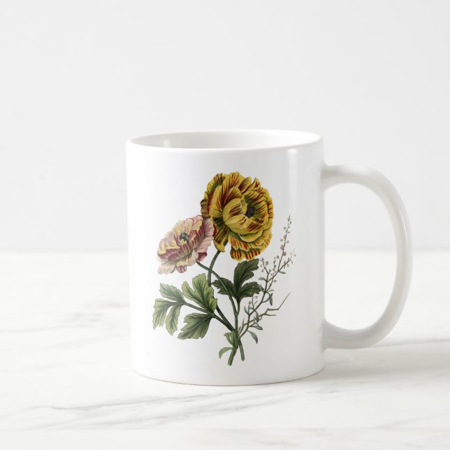Vintage Poppy Flowers Coffee Mug (Right)