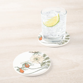 Vintage Poppy Flowers Sandstone Coaster