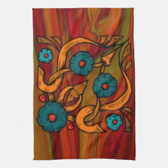 Vintage Poppy Kitchen Towel (Vertical)
