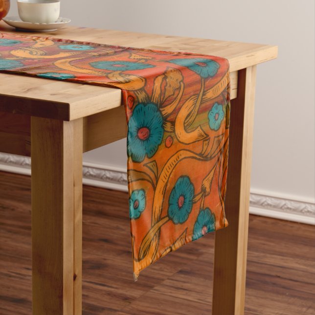 Vintage Poppy Long Table Runner (In Situ)