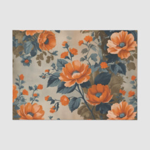 Vintage Poppy Orange Large Decoupage Tissue Paper