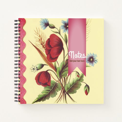 Vintage Poppy Pink Notebook