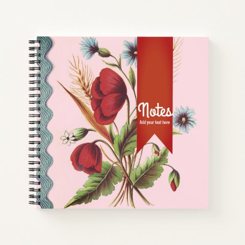 Vintage Poppy Red Notebook