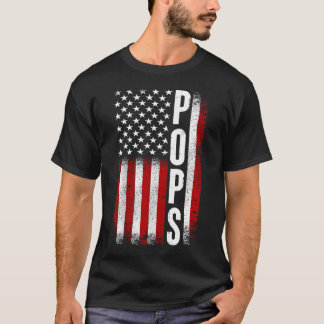 Vintage Pops Patriotic American USA Flag Best Pops T-Shirt