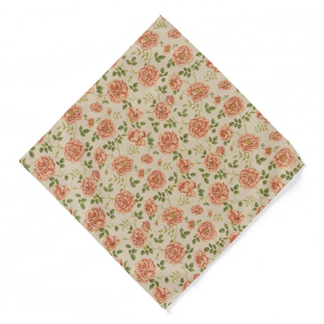 Vintage Popular Floral Rose Bandana (Front)