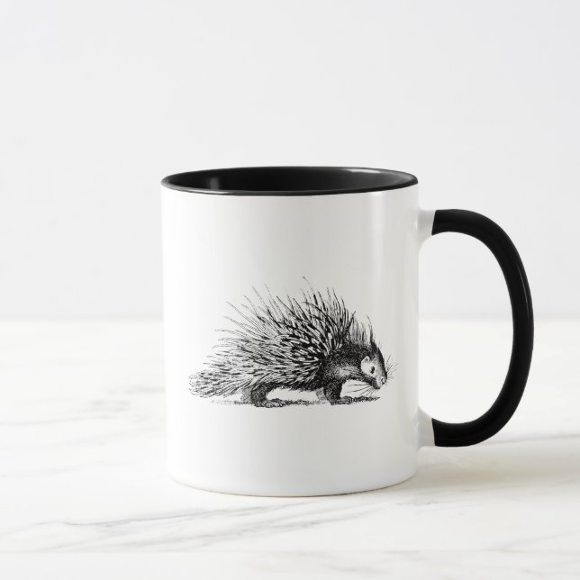 Vintage Porcupine Illustration - 1800's Porcupines Mug (Right)