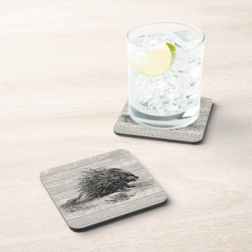 Vintage Porcupine Illustration Coaster Set