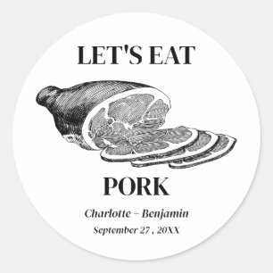 Vintage Pork Wedding Meal Classic Round Sticker