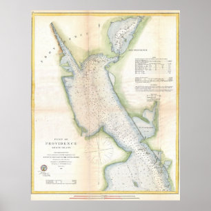Vintage Port of Providence Rhode Island Map (1865) Poster