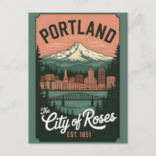 Vintage Portland Oregon Retro Travel Holiday Postcard
