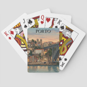Vintage Porto Portugal City Illustration Travel Poker Cards