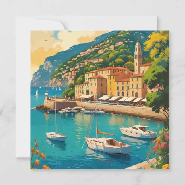 Vintage Portofino Genova Italy Holiday Card (Front)