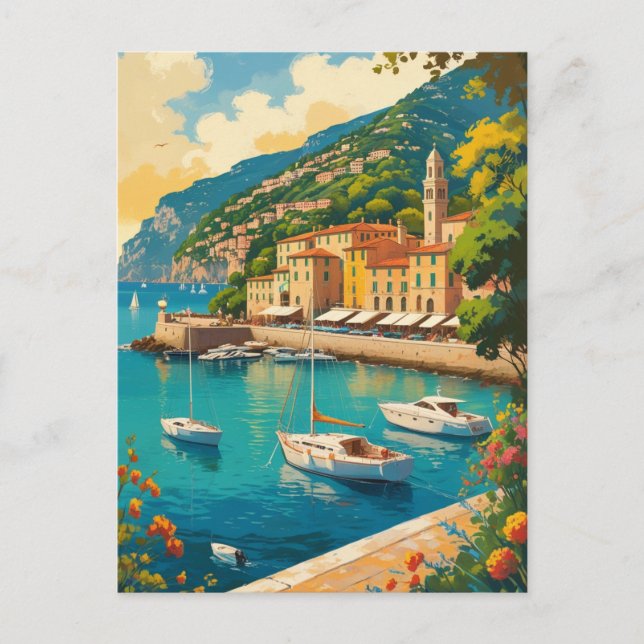Vintage Portofino Genova Italy Holiday Postcard (Front)