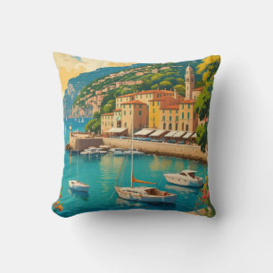 Vintage Portofino Genova Italy Throw Pillow