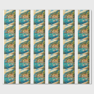 Vintage Portofino Genova Italy Wrapping Paper