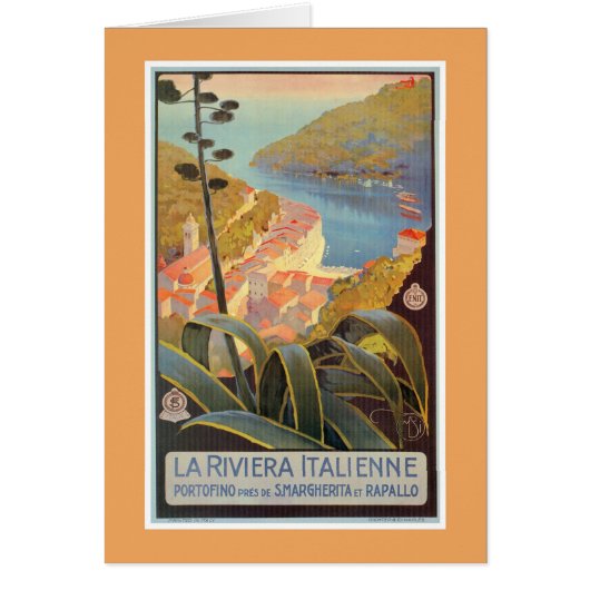 Vintage Portofino Italian Riviera travel poster (Front)
