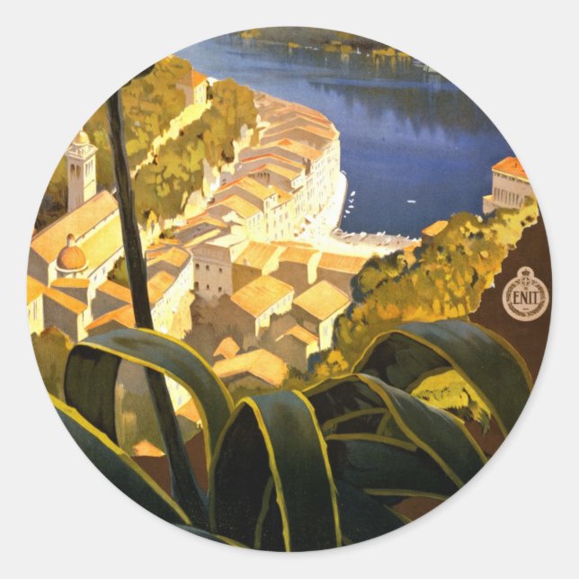Vintage Portofino Italy Classic Round Sticker (Front)