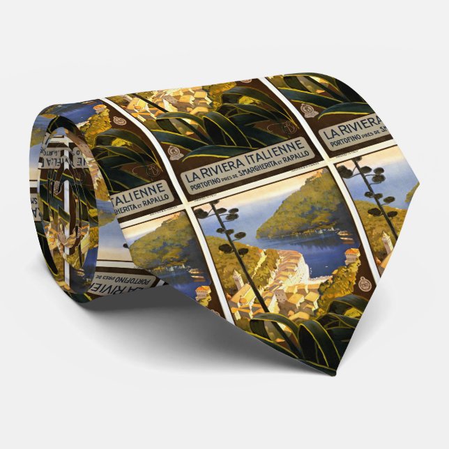 Vintage Portofino Italy Travel Neck Tie (Rolled)
