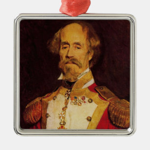 Vintage Portrait of 19th-Century Military General Metal Ornament