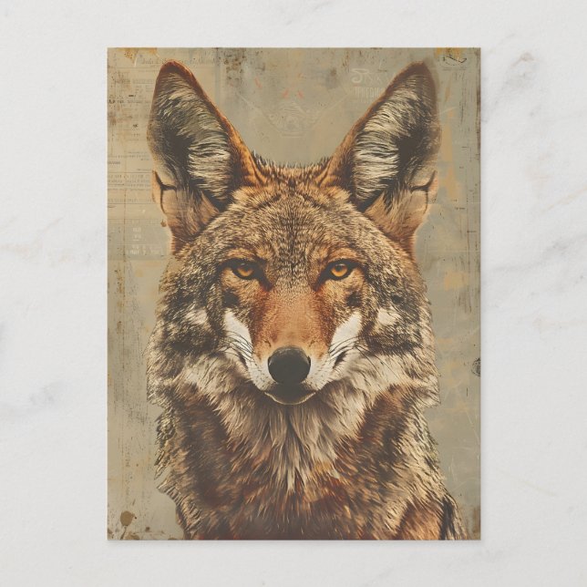 Vintage Portrait of a coyote Postcard (Front)