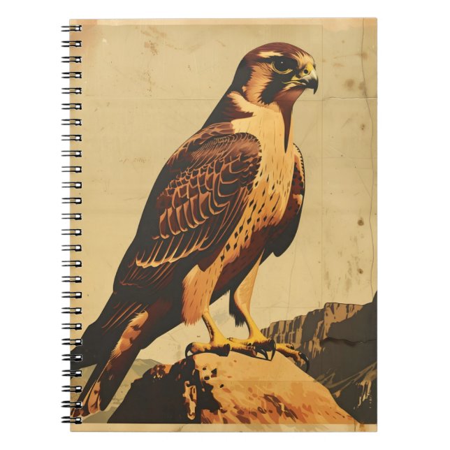 Vintage Portrait of a Merlin Falcon Notebook (Front)
