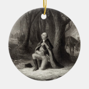 Vintage Portrait of George Washington Praying Ceramic Ornament