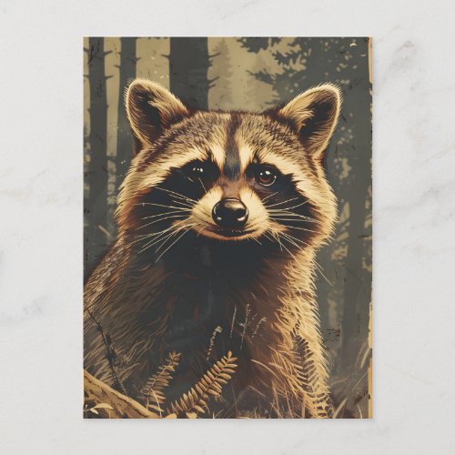Vintage Portrait of the Raccoon Postcard