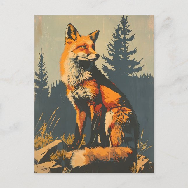Vintage Portrait of the Red Fox Postcard (Front)