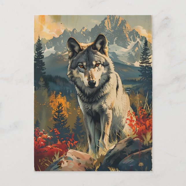 Vintage Portrait of the Wolf Postcard (Front)