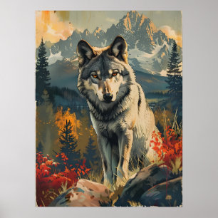 Vintage Portrait of the Wolf Poster