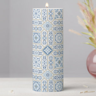 Vintage Portugal Azulejo traditional Pillar Candle