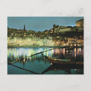 Vintage Portugal, Porto, Wine boat on the Douro Postcard
