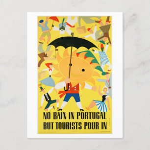 Vintage Portugal Sunshine Travel Poster Postcard