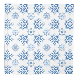 Vintage Portuguese Azulejo BLUE Tile Pattern Duvet Cover