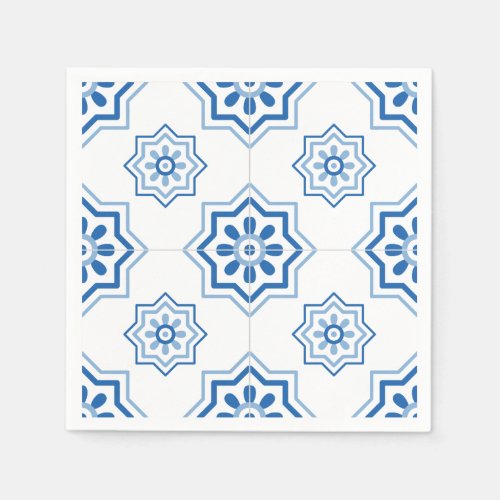 Vintage Portuguese Azulejo BLUE Tile Pattern Paper Napkins