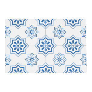 Vintage Portuguese Azulejo BLUE Tile Pattern Placemat