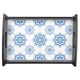 Vintage Portuguese Azulejo BLUE Tile Pattern Serving Tray