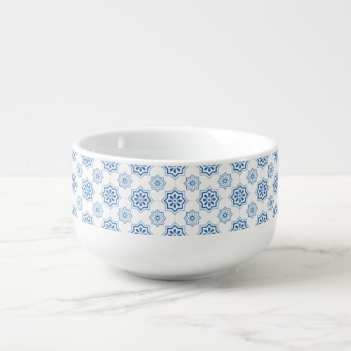 Vintage Portuguese Azulejo BLUE Tile Pattern Soup Mug