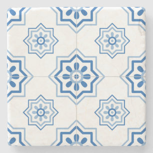 Vintage Portuguese Azulejo BLUE Tile Pattern Stone Coaster